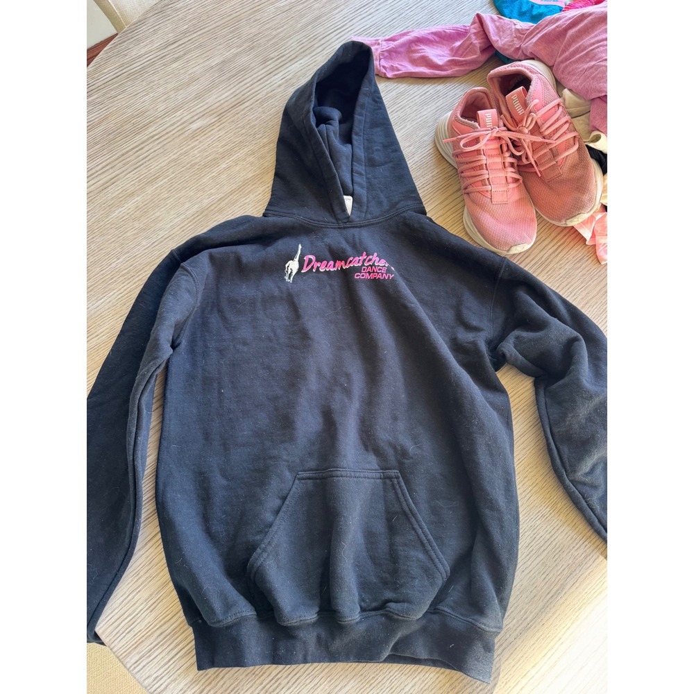 Gildan Dreamcatcher Dance Company Hoodie Kids XL Black Pink Graphic Sweatshirt